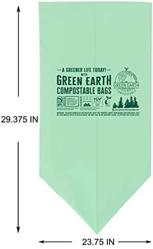 Green Earth Compostable Tall Kitchen Food Scrap Trash Bags, Compost Bin Compatible, 13 Gallon, 49 Liter, 200-Count, Superior Strength 0.9 Mil, ASTM D6400, BPI (US) & OK Compost Home (EU) Certified