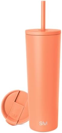 Simple Modern Insulated Tumbler with Lid and Straw | Iced Coffee Cup Reusable Stainless Steel Water Bottle Travel Mug | Gifts for Women Men Her Him | Classic Collection | 28oz | Clementine