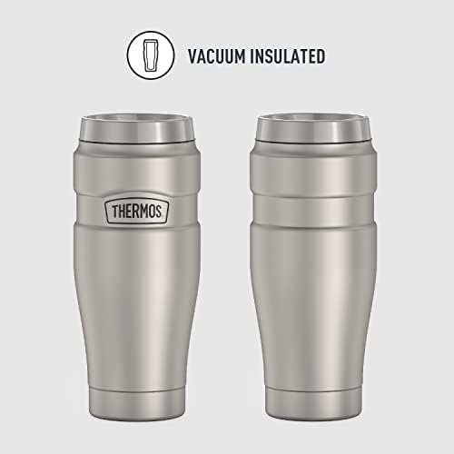 THERMOS Stainless King Travel Tumbler, 16 Ounce, Vacuum-Insulated | Matte Steel | Pack of 4
