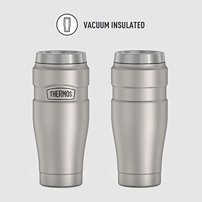 THERMOS Stainless King Travel Tumbler, 16 Ounce, Vacuum-Insulated | Matte Steel | Pack of 4