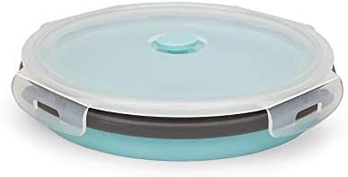CARTINTS 1200ml Large Collapsible Meal Prep Containers, Reusable Silicone Food Storage Containers, Stackable Fridge Storage Containers, With Leakproof Lids, Microwave and Freezer Safe, Blue