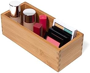 Lipper International Bamboo Wood Utensil Holder Storage Box for Cooking Tools, Makeup, or Office Supplies, 4" x 9 1/4" x 3" | (Pack of 6)