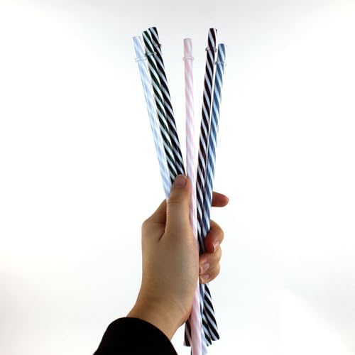 24-Pack, Reusable Straws - Candy Cane, Plastic Straws Reusable, BPA Free, Dishwasher Safe, Multicolor, Replacement for Tumblers, Fits 20oz 30oz 40oz