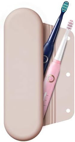 Silicone Electric Toothbrush Travel Case, Manual Toothbrush Travel Cover for Men and Women,Toothbrush Holder for Travel,Gym and More, Fits Most Manual and Electric Toothbrushes - Sand Pink