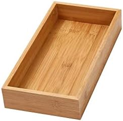 YBM Home Bamboo Drawer Organizer Storage Box for Kitchen Drawer, Junk Drawer, Office, Bedroom, Children Room, Craft, Sewing, and Bathroom, 6x12x2 inch