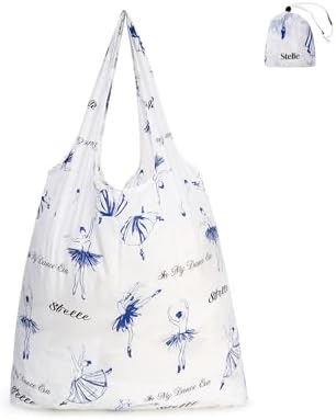 Stelle Lightweight Reusable Grocery Bag with Handles Ripstop Nylon Foldable Tote Shopping Bags for Travel and Groceries