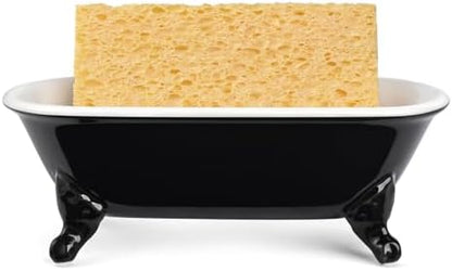 6.5" Ceramic Mini Clawfoot Bathtub Soap Dish,Bar Soap Holder,Black