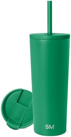 Simple Modern Insulated Tumbler with Lid and Straw | Iced Coffee Cup Reusable Stainless Steel Water Bottle Travel Mug | Gifts for Women Men Her Him | Classic Collection | 24oz | Kelly Green