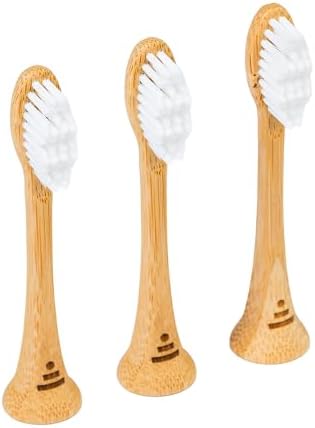 Better & Better Sonic Bamboo Electric Toothbrush Bundle | Additional Replacement Heads & Bamboo Travel Case Included.
