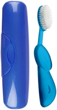RADIUS Toothbrush Original Big Brush, BPA Free and ADA Accepted, Right Hand, Blue Brush and Blue Case