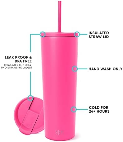 Simple Modern Iced Coffee Tumbler, Insulated | 28oz | Pink