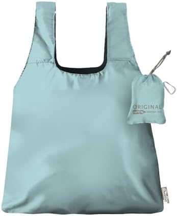 ChicoBag Original Reusable Tote with Carabiner Clip | Compact Reusable Grocery Bags | Recycled Materials | Assorted Colors (Pack of 4)