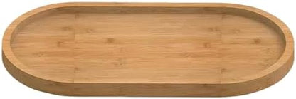 Bamboo Soap Tray, Bamboo Soap Dispenser for Bathroom CounterTop, Wooden Dish & Dispenser Tray Kitchen Holders, Dresser Jewelry Ring Dish, Holder Bathtub Organizer (Oval)