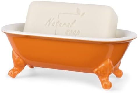 6.5" Mini Clawfoot Bathtub Soap Dish,Bar Soap Holder,Tangerine