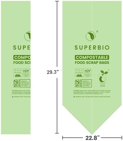 SUPERBIO 13 Gallon Compostable Kitchen Waste Bags, 50 Count, 1 Pack