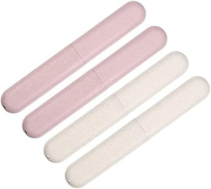 VOCOSTE 4Pcs Travel Toothbrush Case, Beige&Pink