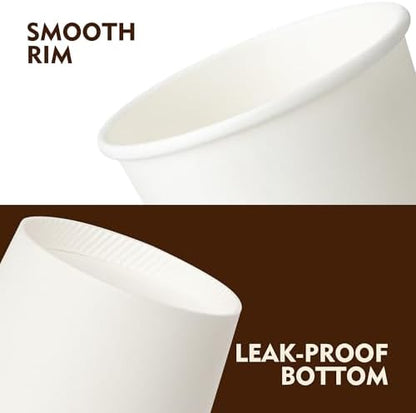 YEEHAW 16 oz 500 Pack White Disposable Paper Coffee Cups