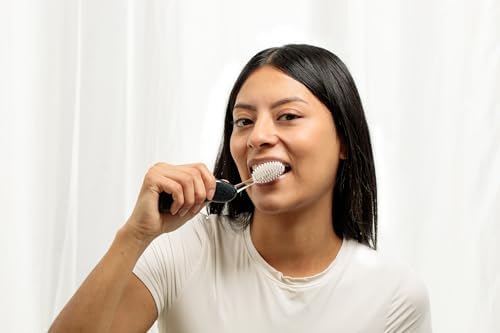 RADIUS Toothbrush, Original Big Brush & Case, Right Handed, Clear Brush with Clear Case, BPA Free ADA Accepted