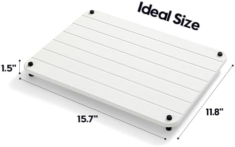 Razborci Stone Dish Drying Mat for Kitchen Counter, Water Absorbing Bathroom Tray Sink Organizer, Diatomaceous Earth Countertop Dish Rack Riser Sponge Holder Soap Dish, White, 16" x 12"