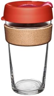 KeepCup Brew Cork, Reusable Glass Tumbler with Natural Cork, Grande Coffee Cup 16oz / 454ml - Daybreak