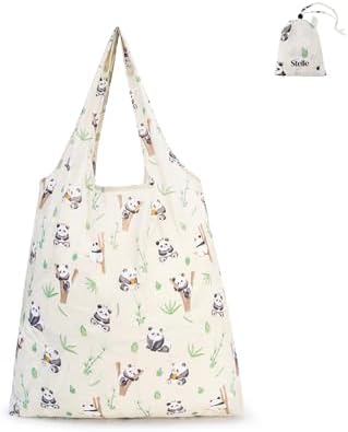 Stelle Lightweight Reusable Grocery Bag with Handles Ripstop Nylon Foldable Tote Shopping Bags for Travel and Groceries
