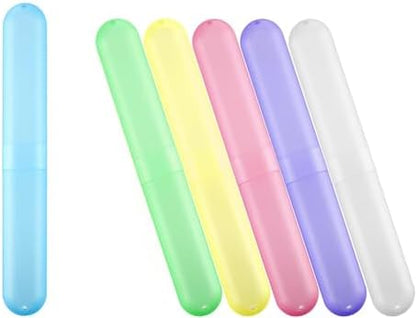 MingTa Set of Six Multicolored Travel Toothbrush Cases - Breathable, Clear & Portable Holders for Home, Travel & Camping Trips