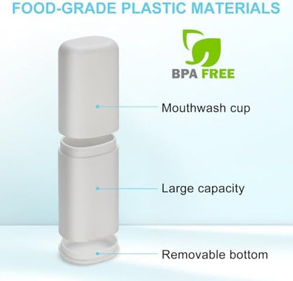 Travel Toothbrush and Toothpaste Case, 2 in 1 Gray Toothbrush Holder and Rinse Cup, Large Capacity Toothbrush Cup with Cover, Portable Toothbrush Holder for Traveling, Camping, Trip