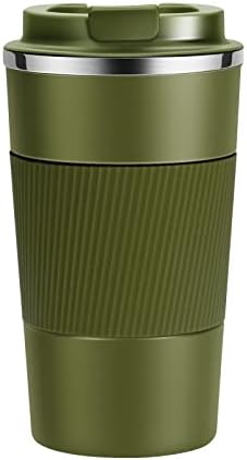 YINJOYI 17oz Travel Coffee Cups Insulated Mug Thermal Tumbler to Go with Lid Leak Proof Reusable Stainless Steel Coffee Mug Spill Proof for Hot and Iced Cold Drinks (Green, 510ml)