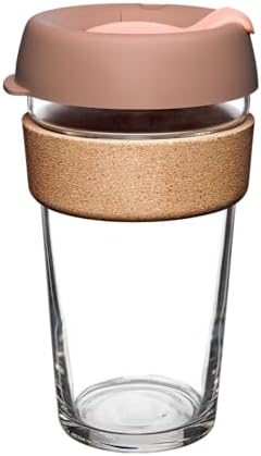 KeepCup Brew Cork, Reusable Glass Tumbler with Natural Cork, Grande Coffee Cup 16oz / 454ml - Frappe