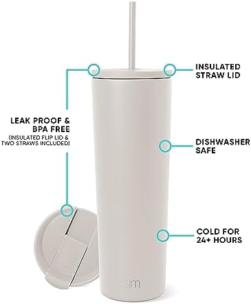 Simple Modern Iced Coffee Tumbler, Insulated | 28oz | Beige
