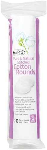 ForPro Pure & Natural Stitched Cotton Rounds for Face (400-Count), 100% Pure, Makeup Remover Pads, Hypoallergenic, Lint-Free, Vegan & Cruelty-Free, 100 Cotton Pads (Pack of 48)