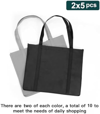 HECTOLIFE 20-Pack Reusable Grocery Bags，Large Washable Foldable Shopping Bags，Heavy Duty Tote Bags with Reinforced Handles