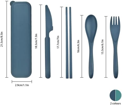 2 Sets Reusable Utensils Set with Case, Standard Travel Cutlery Set