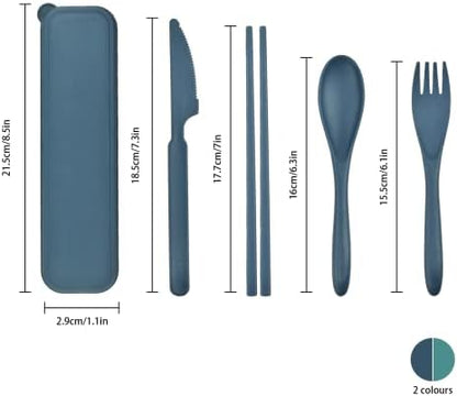 2 Sets Reusable Utensils Set with Case, Standard Travel Cutlery Set