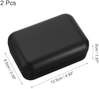uxcell Wooden Soap Holder, Self-Draining Soap Box with Lid Wooden Soap Bar Tray for Shower Bathroom Kitchen, Black 2pcs