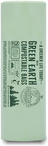 Green Earth Compostable Small Kitchen Food Scrap Trash Bags, Extra Thick 0.71 Mil, Compost Bin Compatible, 2.6 Gallon, 10 Liter, 100-Count, ASTM D6400, BPI (US) & OK Compost Home (EU) Certified