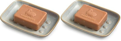 Soap Dish for Shower, Ceramic Soap Dish for Large Soap Bars, Non-Slip Soap Holder & Saver Tray with Floating Point Design for Bathroom, Shower, Kitchen Sink, Save Soap Loss (Pack of 2)