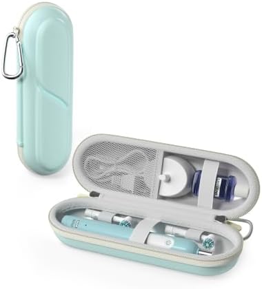 ProCase Toothbrush Travel Case for Oral-B/Oral-B Pro 1000 1500 5000 7000 7500 6000 9600/Philips Sonicare 4100 5100 1100 6100 5300 Oral-B iO Electric Toothbrush Portable Hard Container -Iceblue