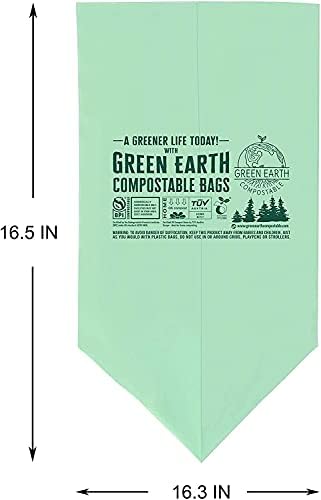 Green Earth Compostable Small Kitchen Food Scrap Trash Bags, Compost Bin Compatible, 2.6 Gallon, 10 Liter, 300-Count, Extra Thick 0.71 Mil, ASTM D6400, BPI (US) & OK Compost Home (EU) Certified