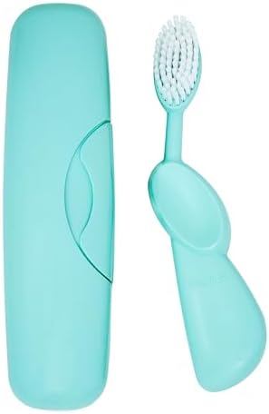 RADIUS Toothbrush Original Big Brush, BPA Free ADA Accepted - Right Hand - Mint Green Brush with Mint Green Case