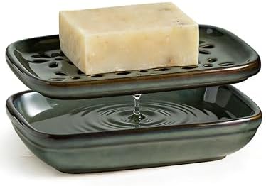 Miamolo Soap Dish for Shower, Bar Soap Holder 2 Layer Draining, Mess-Free