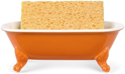 6.5" Mini Clawfoot Bathtub Soap Dish,Bar Soap Holder,Tangerine