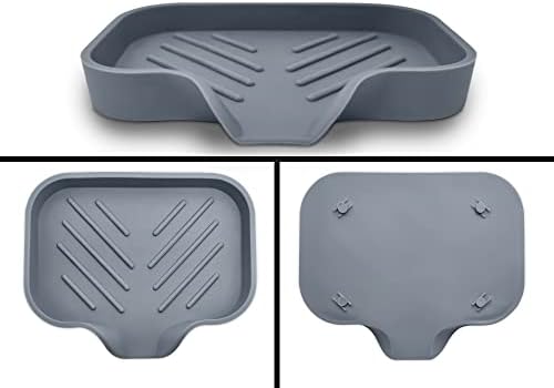 2 Pcs Grey Silicone Self Draining Rectangular Soap Dishes - Waterfall Soap Trays - Soap Dishes for Bar Soap - Soap Boxes - Soap Case - Soap Container - Soap Pads - Kitchen Sink - Shower - Bathroom