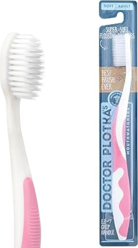 MOUTHWATCHERS Soft Manual Toothbrush, Adults, Flossing Bristles, Rose