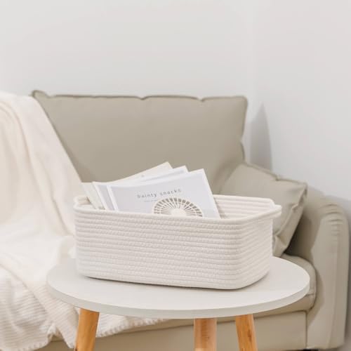 CubesLand Cute and Durable Small Cotton Rope Basket for Organizing