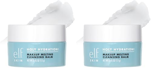 e.l.f. SKIN Mini Holy Hydration! Makeup Melting Cleansing Balm,Face Cleanser & Makeup Remover,Infused with Hyaluronic Acid to Hydrate Skin,0.45 Oz,(Pack of 2)