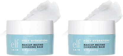 e.l.f. SKIN Mini Holy Hydration! Makeup Melting Cleansing Balm,Face Cleanser & Makeup Remover,Infused with Hyaluronic Acid to Hydrate Skin,0.45 Oz,(Pack of 2)