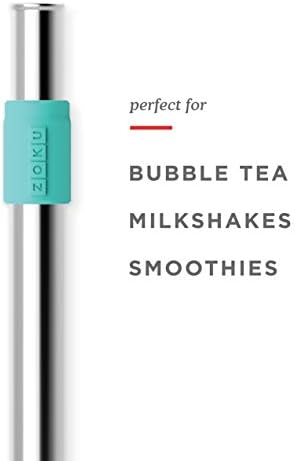 Zoku Jumbo Reusable Metal Straw with Case, Collapsible Travel Straw - Teal