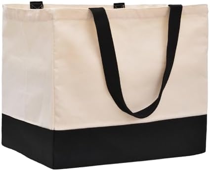 Extra Large Canvas Tote Bag with Pockets, Reusable Grocery Bags Heavy Duty