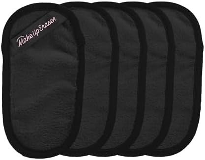 The Original MakeUp Eraser Mini PRO 5-pack, Erase All Makeup With Just Water, Including Waterproof Mascara, Eyeliner, Foundation, Lipstick, Sunscreen and More! Chic Black, 5ct